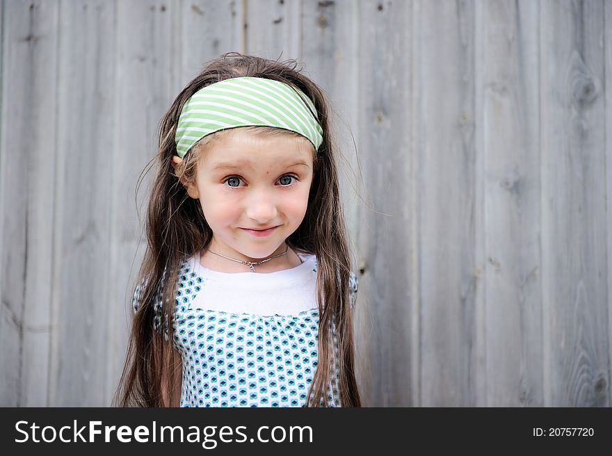 Outdoors Portrait Of Adorable Amazed Child Girl