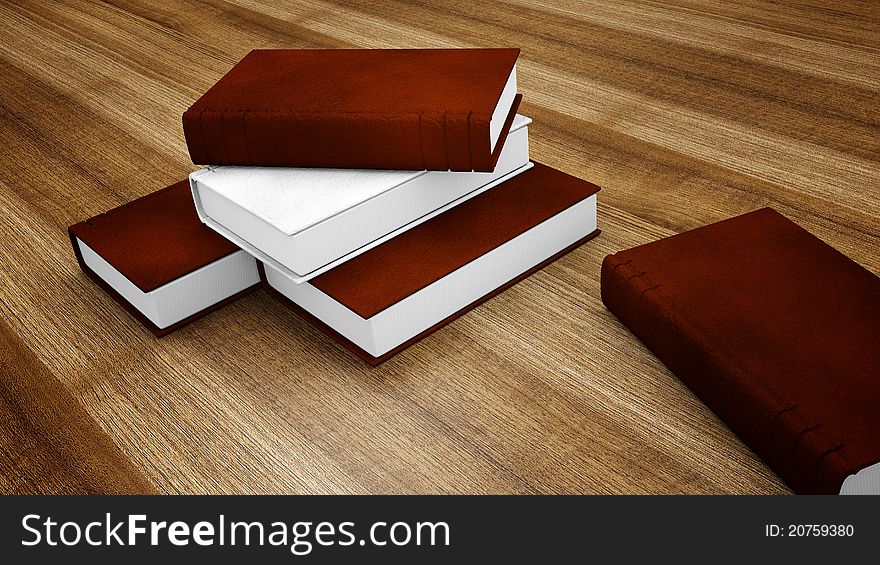 Stack of Books on Wooden Surface