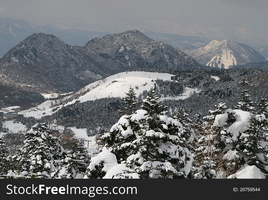 Snow mountains in Nagano Japan