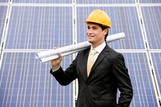 Engineer At Solar Power Station Royalty Free Stock Photography Engineer At Solar Power Station Royalty Free Stock Photography
