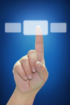 Hand Pushing Touchscreen Button Royalty Free Stock Photography Hand Pushing Touchscreen Button Royalty Free Stock Photography