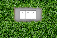 Switch Button In Grass Stock Photo