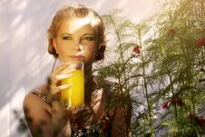 Woman With A Glass Of Orange Juice Stock Images Woman With A Glass Of Orange Juice Stock Images