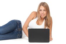 Female With Laptop Stock Photo