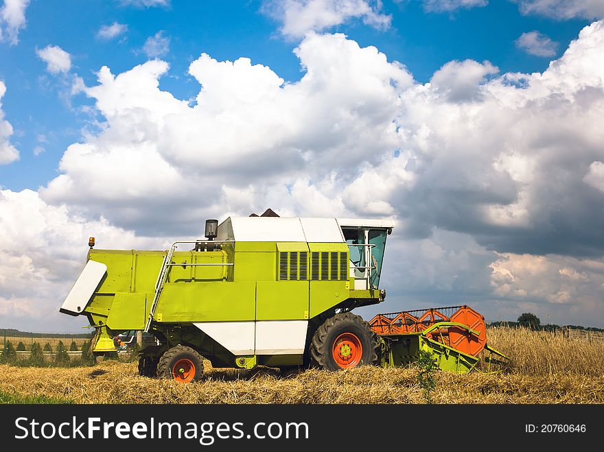 Working agicultural machinery in sunny day, machinery series