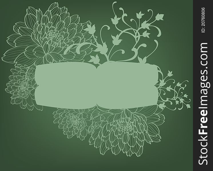 Green background with decorative flowers