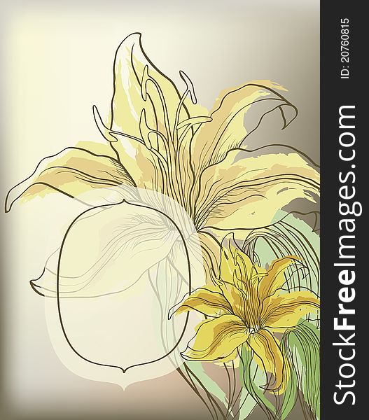 Background with decorative yellow flowers. Background with decorative yellow flowers
