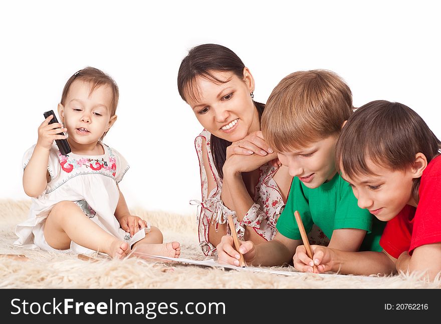 Portrait of a cute family at carpet. Portrait of a cute family at carpet