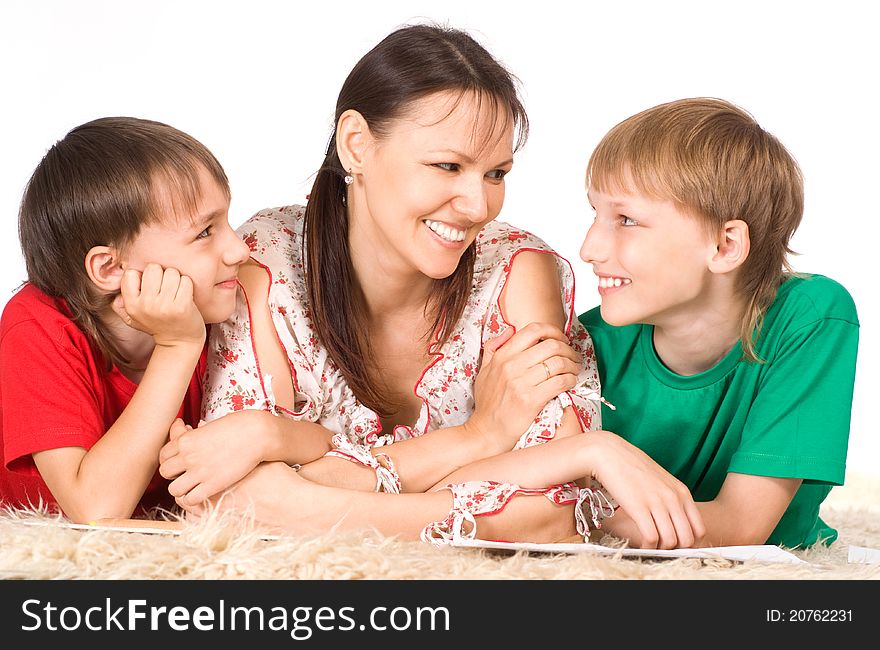 Portrait of a cute family at carpet. Portrait of a cute family at carpet