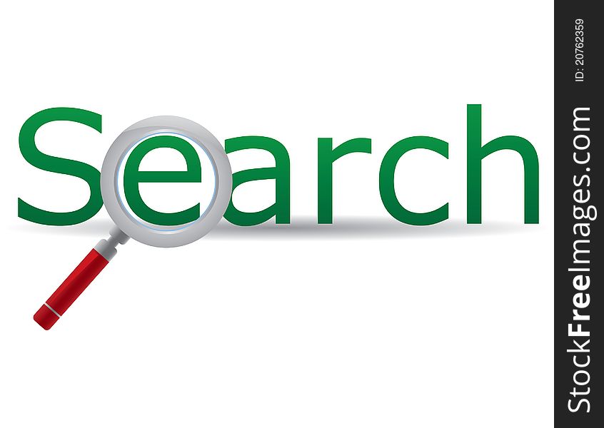 Search sign with magnifying glass icon