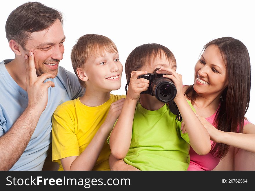 Happy Family With Camera