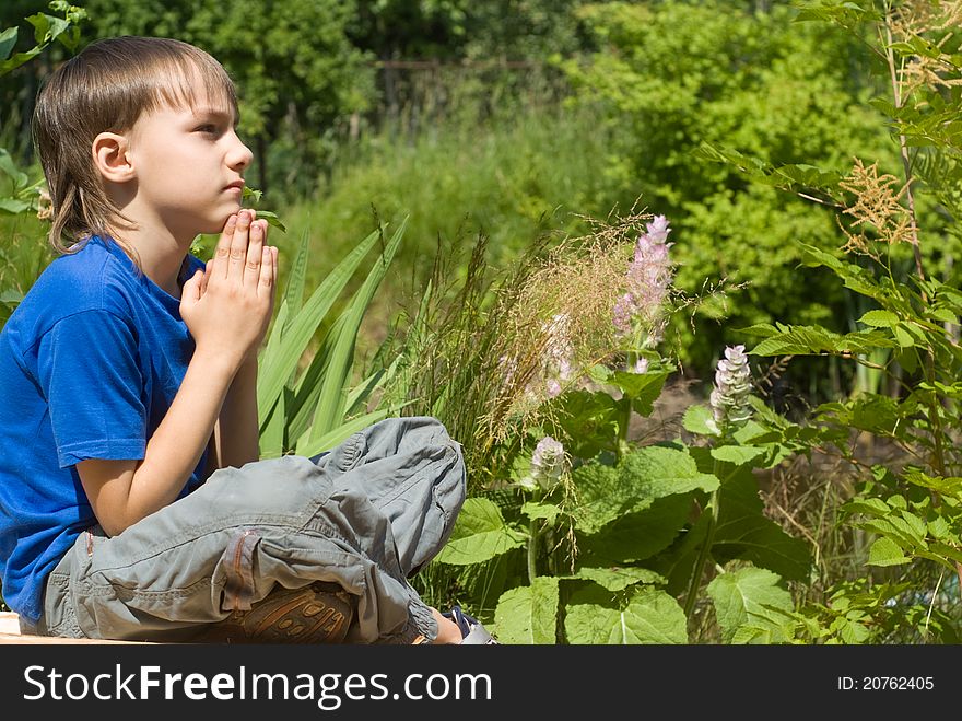 Young boy meditation