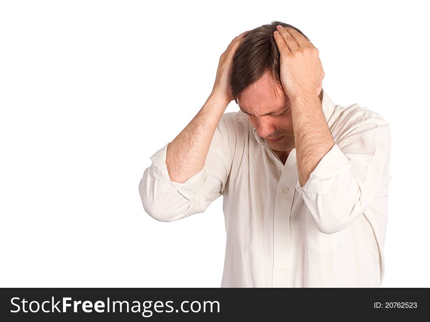 Portrait of a cute young man posing on white. Portrait of a cute young man posing on white