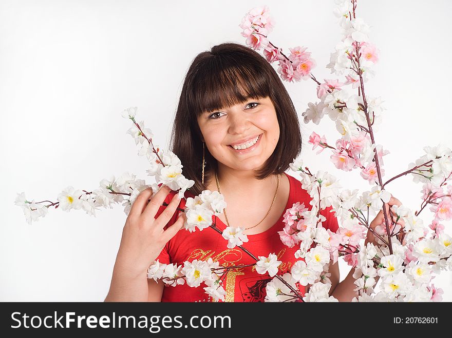 Portrait of a cute girl with flowers. Portrait of a cute girl with flowers