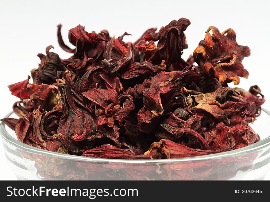 Dry Roselle on the white background