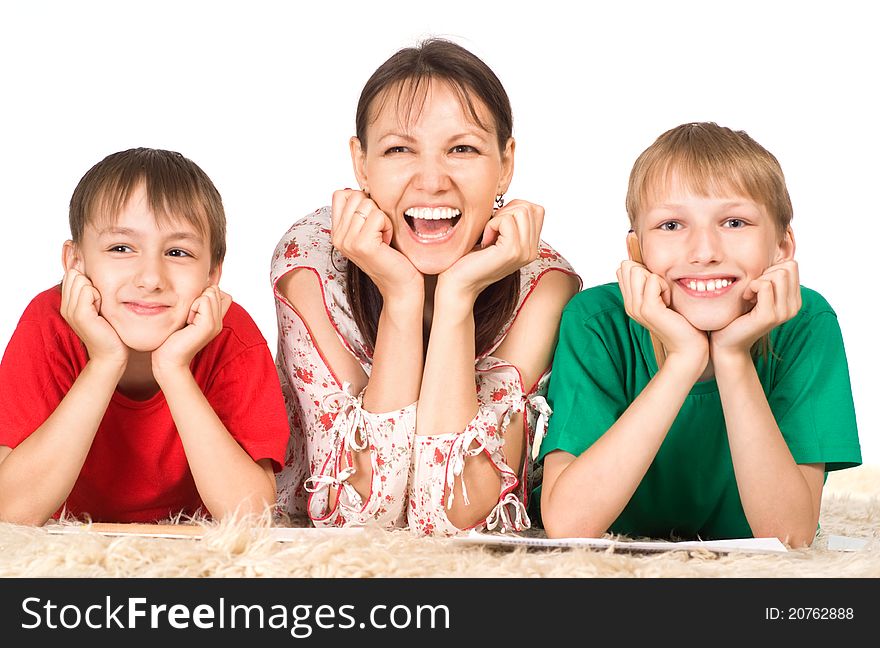 Portrait of a cute family at carpet. Portrait of a cute family at carpet