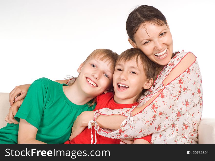 Cute family of a three on sofa. Cute family of a three on sofa