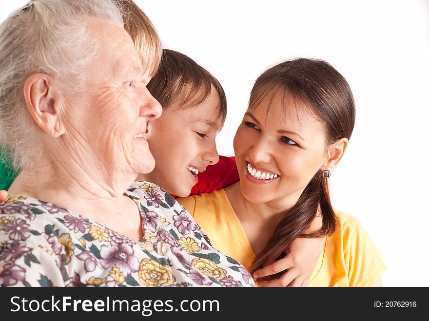 Portrait of a cute family on white. Portrait of a cute family on white