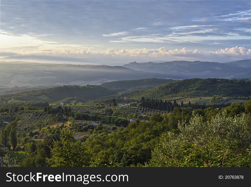 The Countryside in Tuscany, Italy early in Morning