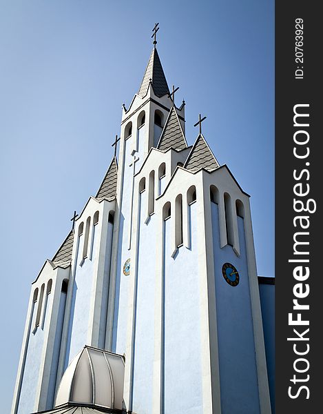 Towers of the blue church near Balaton