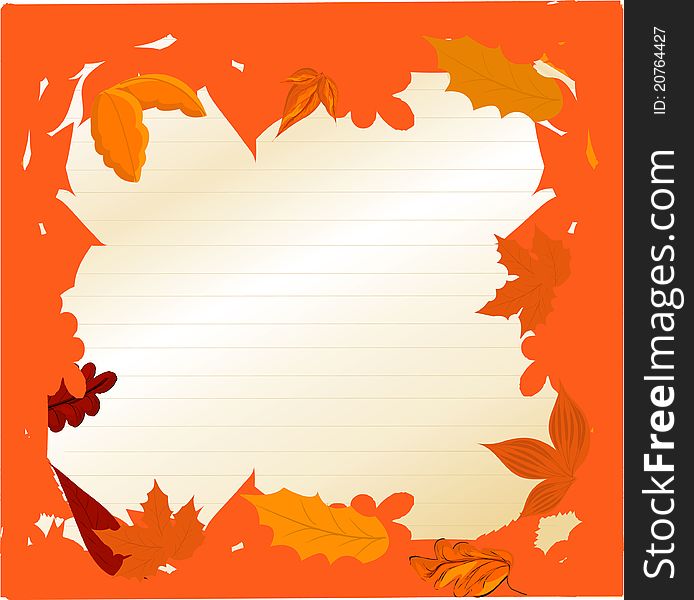 Illustration autumn frame made of various leaves