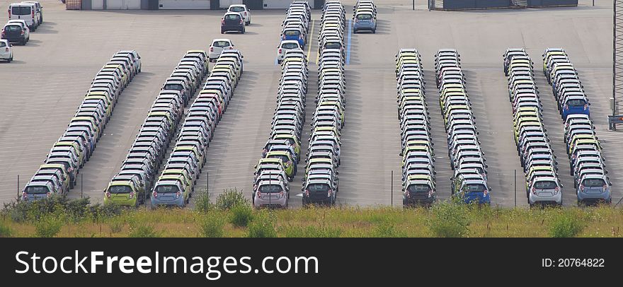 Rows of parked cars