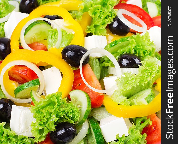 Fresh greek salad, close-up. Fresh greek salad, close-up