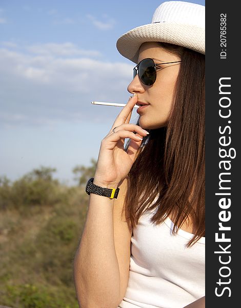 Adult girl smoking