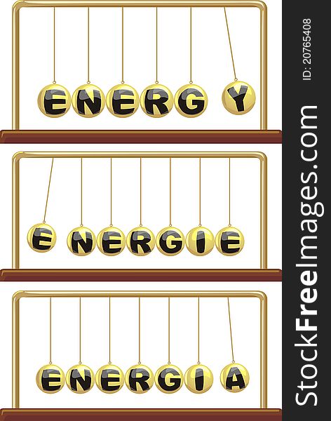 Energy in foreign languages - newton`s cradle