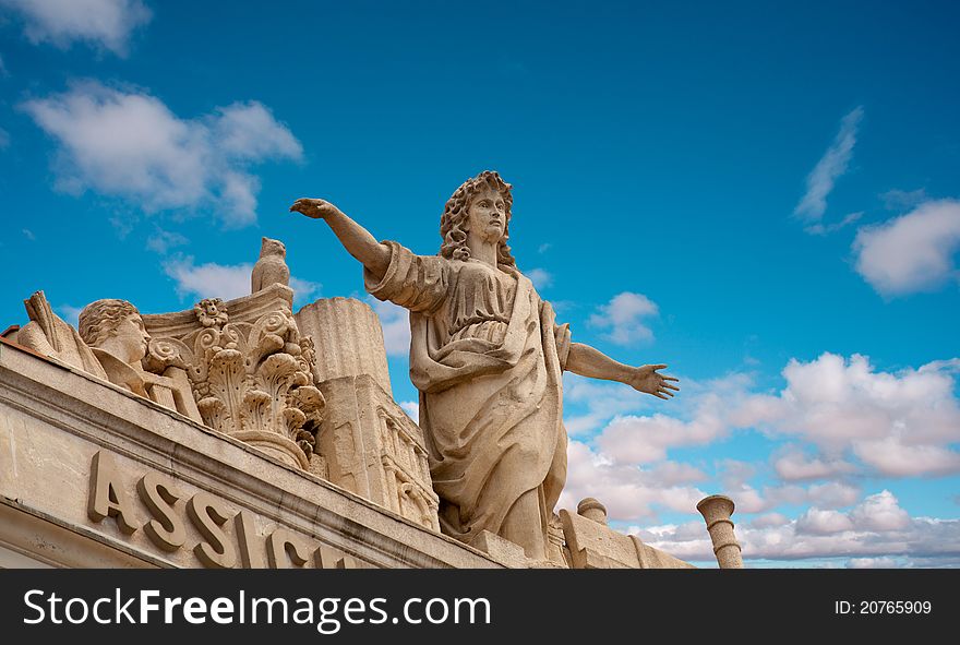 Statue on the sky background, Trieste. Italy