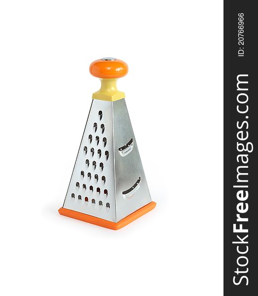 New grater standing on white background. Clipping path is included. New grater standing on white background. Clipping path is included