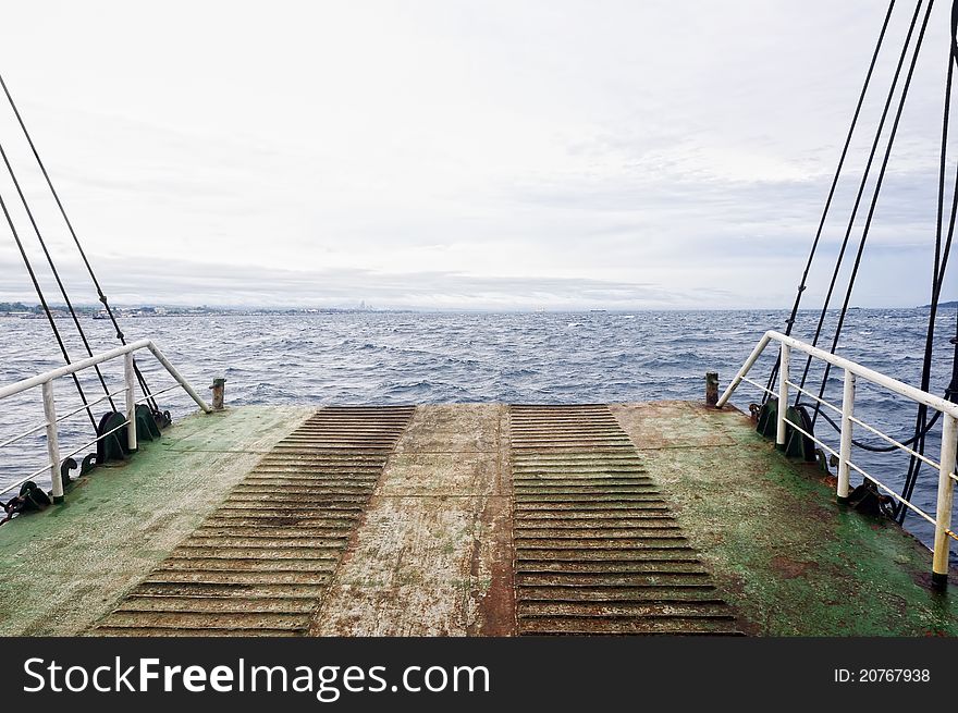 Open front deck of of ferry boat