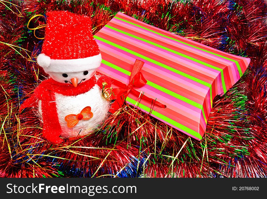 Christmas decorations. Christmas decorations and tinsel in different colors.