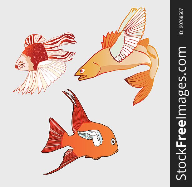 Fantastic Flying Fish. Vector illustration