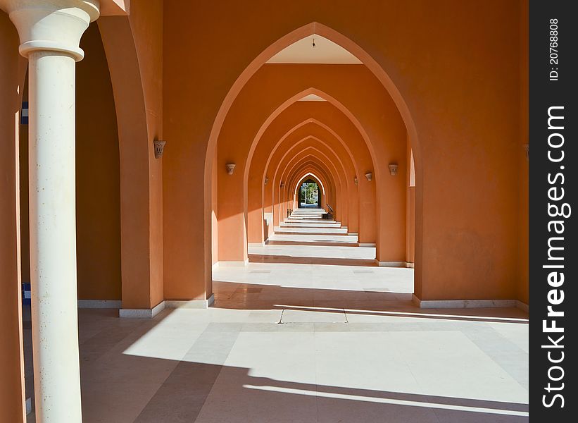 Corridor of arches into the distance