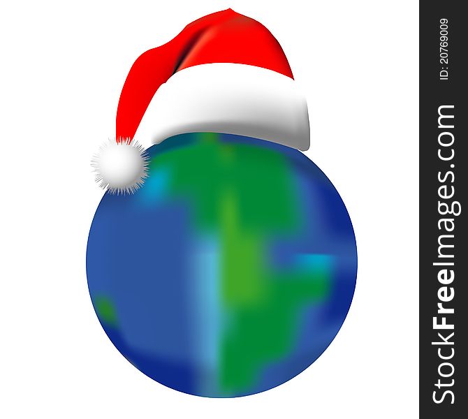The cap of Santa Claus covers the earth