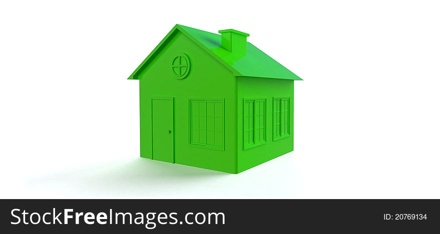 Green ecological house in white background. Green ecological house in white background