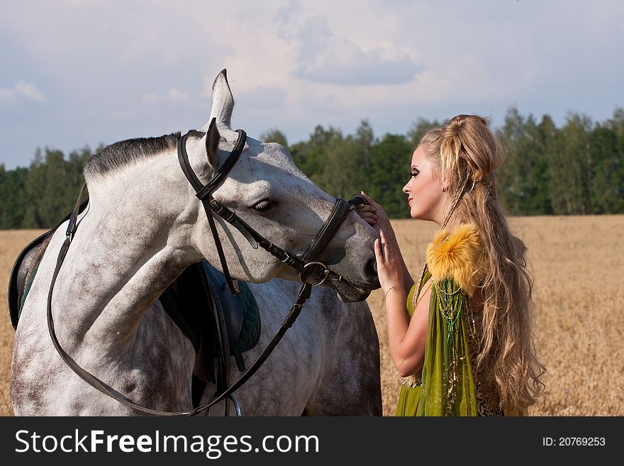 Horse and woman face to face