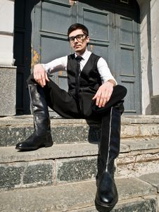Young Man In Eyeglass In Vintage Style Stock Photography Young Man In Eyeglass In Vintage Style Stock Photography