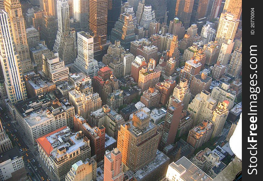 This photograph was taken at sunset from the top of the Empire State Building in New York City. This photograph was taken at sunset from the top of the Empire State Building in New York City