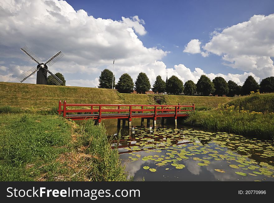 Dutch panorama with blue skies