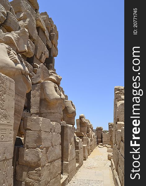 Corridor of statues at Karnak temple