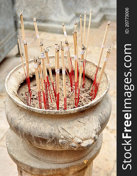 Joss stick pot in Thailand temple