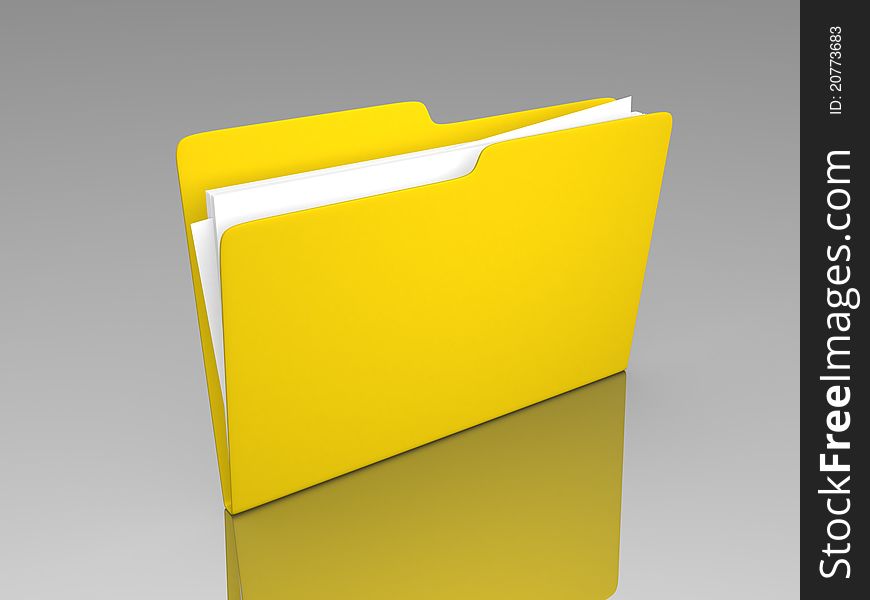 Folders with paper. Computer rendered image