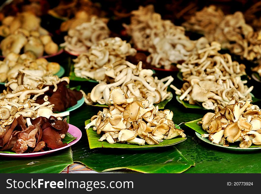 Wild mushroom in the fresh market, Thailand