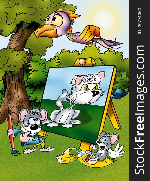 Mouse Painter - Cartoon Illustration, Bitmap