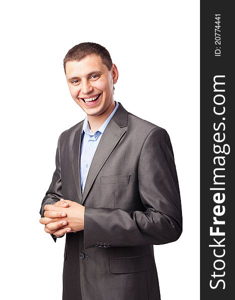 Smiling happy young businessman