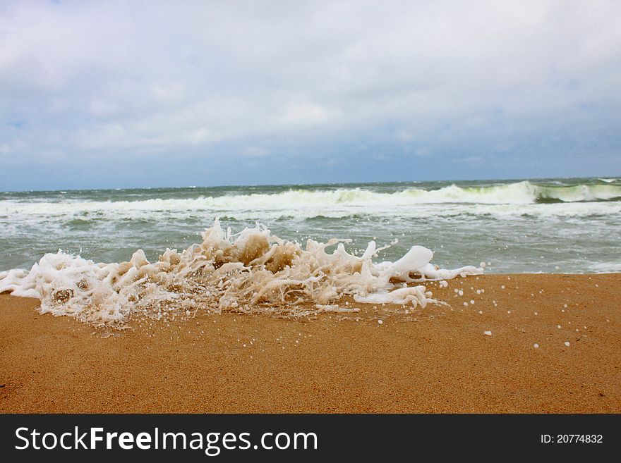 Beach on the Baltic Sea in bad weather conditions