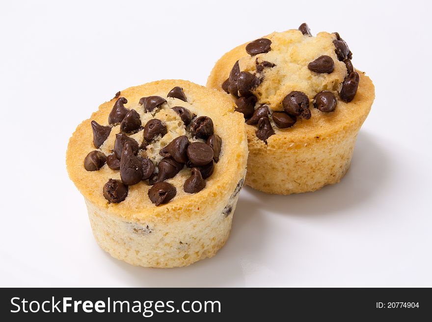 Chocolate muffin isolated on a white background