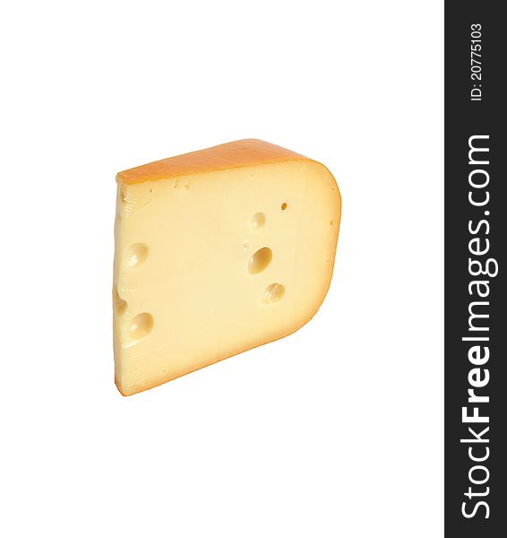 Ordinary piece of cheese on white background. Isolated with clipping path